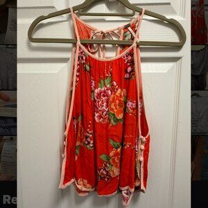 Free People Break Free Red Floral Tank (size SP)